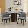2 Pack Linen Upholstered Dining Chairs with Cushioned Seats and Curved Backrest