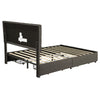 Double Bed Upholstered Storage Bed Frame With LED Light, 4 Drawers and Headboard