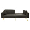 FABRIC SOFA BED LOVE SEAT SOFA SETTEE COUCH WITH GOLD METAL LEGS & CUSHIONS GREY