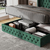 Ottoman Storage Double Bed Frame, 4FT6 Plush Velvet Fabric Bed With Headboard