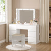 WOLTU Dressing Table w/ Led Lights Mirror 7 Drawers Multi-Socket Makeup Desk
