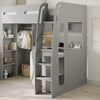Grey High Sleeper Loft Bed with Desk and Wardrobe Carter