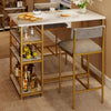 3 pcs Dining Table Set for 2 Kitchen Table Upholstered Chair Counter Height Bar