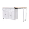 Extendable Kitchen Island on Wheels Rolling Storage Trolley w/ 2 Drawers 4 Doors
