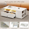 High Gloss Coffee Table with LED Lights 2Darwers Light Up Space-saving End Table