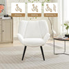 Accent Chair Wingback Armchair with Wood Frame for Living Room Bedroom White