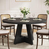 Farmhouse Dining Table, 120cm Round Dinner Table for 4,Rustic Wood Kitchen Table