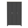 Wooden 3 Door Wardrobe with Hanging Rail Drawers Bedroom Storage Furniture