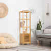 140cm Tall Bathroom Cabinet Freestanding Storage Unit w/ 3 Shelves Slim Cupboard
