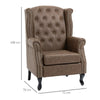 Chesterfield-style Wing Back Armchair Tufted Accent Chair Brown