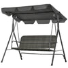 3-Seater Outdoor Rattan Swing Chair, Hanging Bench w/ Stand & Adjustable Canopy