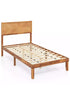 King Size Bed Frame Acacia Wood Platform Bed w/ Headboard Caramel