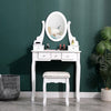 White Dressing Table Set with 5 Drawers Mirror and Stool Makeup Vanity Table