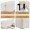 4ft6 Double Upholstered Bed With Wide Headboard & Bedside Tables, Velvet, Beige