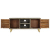 TV Cabinet Solid Wood Grey with Brass 110x30x48 Z3P3