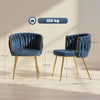 Upholstered Kitchen Chairs Set of 2 with Woven Backrest, Dark Blue