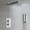 Concealed Thermostatic Shower Mixer Square Black Bathroom Twin Head Valve Set