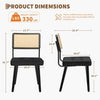 Rattan Back Dining Chairs Set of 1 2 Mid-Century Modern Kitchen Chairs for Home
