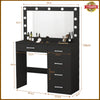 Large LED Light Mirror Dressing Table Set with 5 Drawers Vanity Make up Desk UK