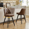 2PCS Swivel Bar Stools Counter Height Upholstered Kitchen Island Chairs w/ Backs