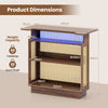 Rattan Bar Table with 3 Stemware Racks & 3-Tier Shelves