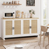 Buffet Cabinet Rattan Storage with 4 Door Shelf Sideboard Buffet for Dining Room