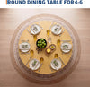 Round Dining Table for 4-6 People Wooden Dining Room Table with Pedestal Base