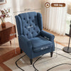Retro Accent Chair Wingback Armchair with Wood Frame for Living Room Dark Grey