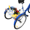 24 Inch Adult Trike Tricycle Foldable 3 Wheel Bike 7-Speed With Basket Blue UK