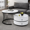 Round Nesting Coffee Table Set of 2 End Table Center Table with Storage Drawers