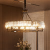 Vintage Round Crystal Chandelier Industrial Ceiling Chandelier Flush Mount Light
