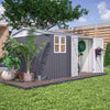 Garden Shed 10x10FT Steel Apex Tool Equipment Organize W/Window Door Grey