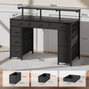 120 cm Computer Desk with Drawers, Gaming Table with LED Lights & Power Outlets