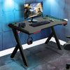 Adjustable LED Gaming Desk Computer Table w/Cup Holder Headphone Hook Cable Hole