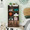 Bookshelf Freestanding Bookcase with Doors & 2 Storage Cabinets-Coffee