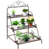 3 Tier Metal Plant Stand Ladder Flower Pot Display Rack Shelf Indoor & Outdoor