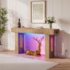 Farmhouse Console Table w/LED Lights&Charging Station Narrow Entryway Sofa Table