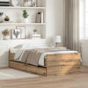 Bed Frame with Drawer Artisan Oak 100 x 200 cm Solid Pine Wood