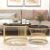 Nesting Coffee Table Set of 2 Living Room Round Stacking Side End Table Black