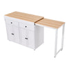 Extendable Kitchen Island on Wheels Rolling Storage Trolley w/ 2 Drawers 4 Doors