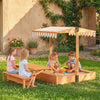 Kids Sand Pit with Lid, Wooden Sandpit with Foldable Picnic Table