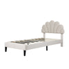 3ft Single Upholstered Bed Frame with Headboard, Solid Wood Slat, Velvet, Beige