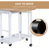 3pc Wooden Kitchen Cart Mobile Rolling Trolley Folding Stools Wheels Drawers
