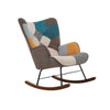 ROCKING CHAIR FOR NURSERY PATCHWORK ACCENT CHAIR WITH SOFT LUMBAR AND FOOTSTOOL