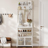 185cm Modern Hall Tree with 7 Hooks, 5-Tier Coat Rack & Shoe Storage Organizer