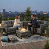4-Seater Rattan Furniture Set with Fire Pit Table and Side Storage Box Grey