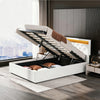 LED OTTOMAN STORAGE PANEL WHITE FABRIC UPHOLSTERED DOUBLE BED FRAME Iwzcvvcjhewl