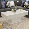 High Gloss Coffee Table with LED Light Rectangle Living Room Furniture White