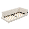 Upholstered Single Bed Frame 3ft Daybed w/ Headboard, Boucle, 90x190 cm, Beige