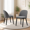 2 Pack Linen Upholstered Dining Chairs with Cushioned Seats and Curved Backrest